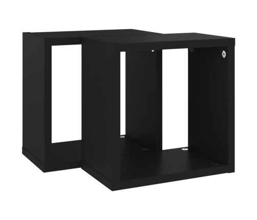 Estantes cubo de pared 2 unidades negro 26x15x26 cm