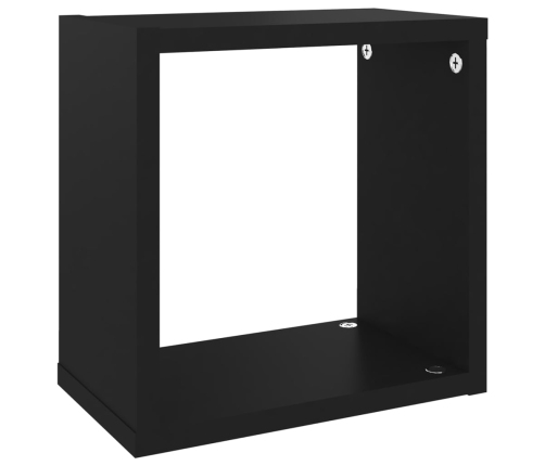 Estantes cubo de pared 2 unidades negro 26x15x26 cm