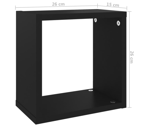 Estantes cubo de pared 2 unidades negro 26x15x26 cm