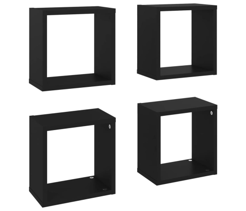 vidaXL Estantes cubo de pared 4 unidades negro 26x15x26 cm