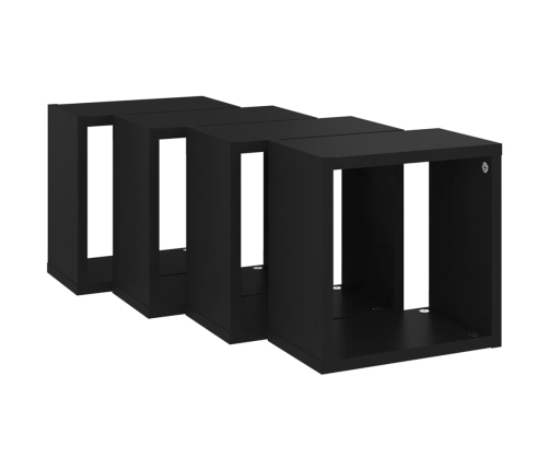 Estantes cubo de pared 4 unidades negro 26x15x26 cm