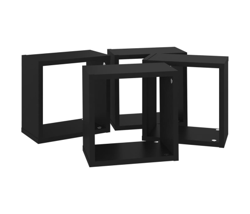 vidaXL Estantes cubo de pared 4 unidades negro 26x15x26 cm