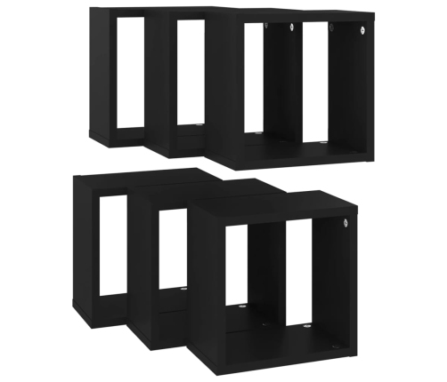 Estantes cubo de pared 6 unidades negro 26x15x26 cm