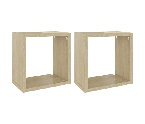 vidaXL Estantes cubo de pared 2 unidades roble Sonoma 26x15x26 cm