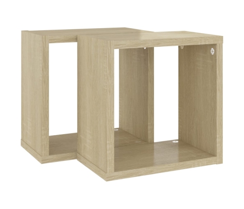 vidaXL Estantes cubo de pared 2 unidades roble Sonoma 26x15x26 cm