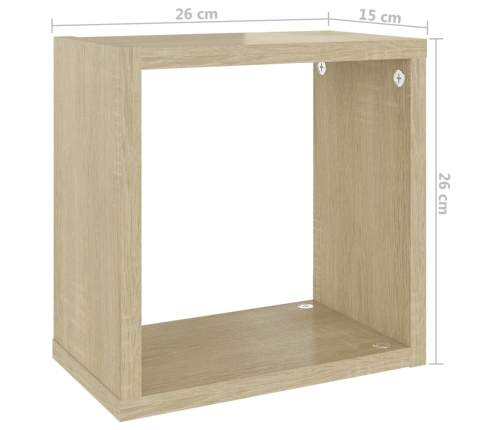 vidaXL Estantes cubo de pared 2 unidades roble Sonoma 26x15x26 cm