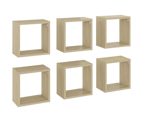 vidaXL Estantes cubo de pared 6 unidades roble Sonoma 26x15x26 cm