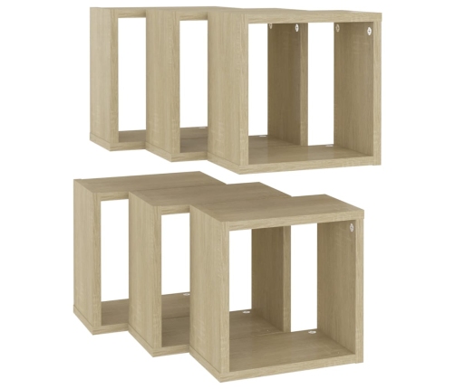 vidaXL Estantes cubo de pared 6 unidades roble Sonoma 26x15x26 cm