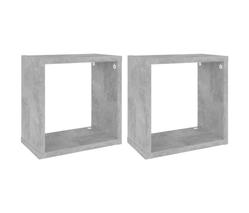 vidaXL Estantes cubo de pared 2 unidades gris hormigón 26x15x26 cm