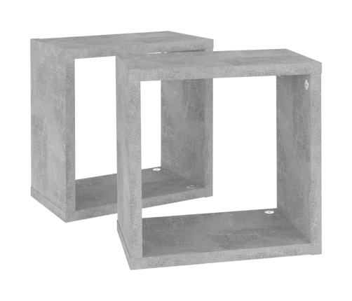 vidaXL Estantes cubo de pared 2 unidades gris hormigón 26x15x26 cm