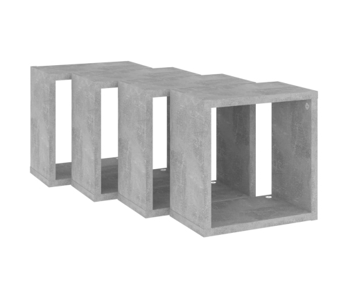 vidaXL Estantes cubo de pared 4 unidades gris hormigón 26x15x26 cm