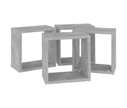 vidaXL Estantes cubo de pared 4 unidades gris hormigón 26x15x26 cm