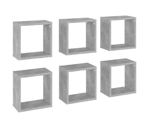 vidaXL Estantes cubo de pared 6 unidades gris hormigón 26x15x26 cm