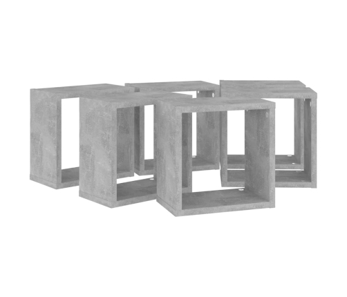 vidaXL Estantes cubo de pared 6 unidades gris hormigón 26x15x26 cm