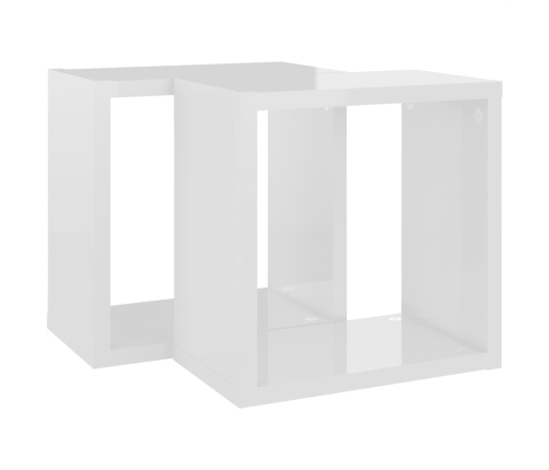 Estantes cubo de pared 2 unidades blanco brillo 26x15x26 cm