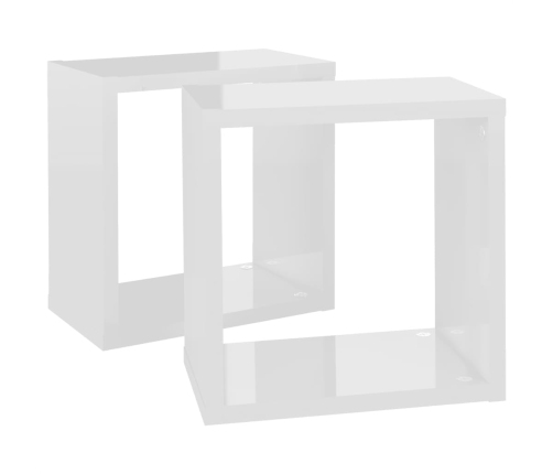 Estantes cubo de pared 2 unidades blanco brillo 26x15x26 cm