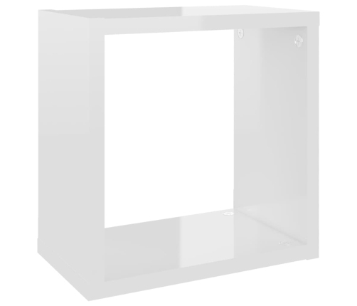 Estantes cubo de pared 2 unidades blanco brillo 26x15x26 cm