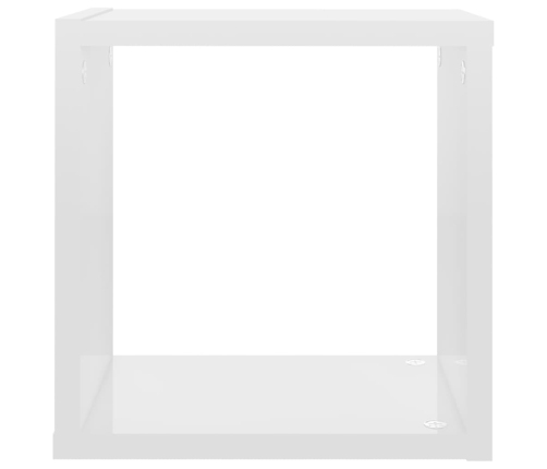 Estantes cubo de pared 2 unidades blanco brillo 26x15x26 cm