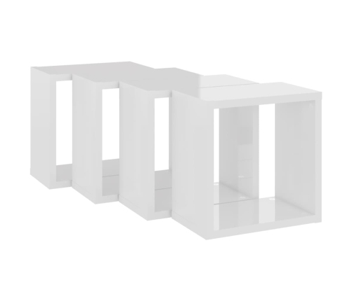 vidaXL Estantes cubo de pared 4 unidades blanco brillo 26x15x26 cm