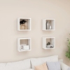 Estantes cubo de pared 4 unidades blanco brillo 26x15x26 cm