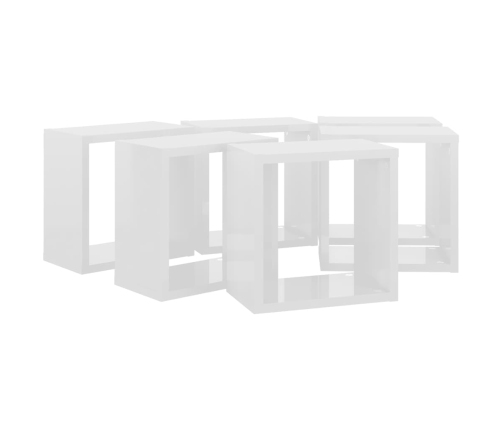 Estantes cubo de pared 6 unidades blanco brillo 26x15x26 cm