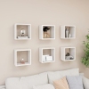 Estantes cubo de pared 6 unidades blanco brillo 26x15x26 cm