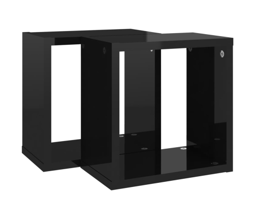 vidaXL Estantes cubo de pared 2 unidades negro brillo 26x15x26 cm