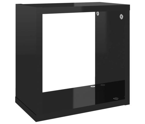 vidaXL Estantes cubo de pared 2 unidades negro brillo 26x15x26 cm