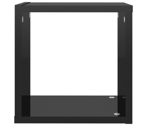 vidaXL Estantes cubo de pared 2 unidades negro brillo 26x15x26 cm