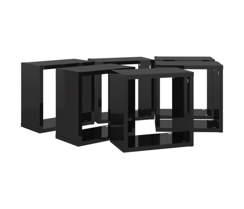 vidaXL Estantes cubo de pared 6 unidades negro brillo 26x15x26 cm