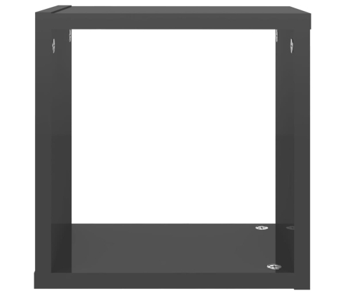 vidaXL Estantes cubo de pared 2 unidades gris brillo 26x15x26 cm