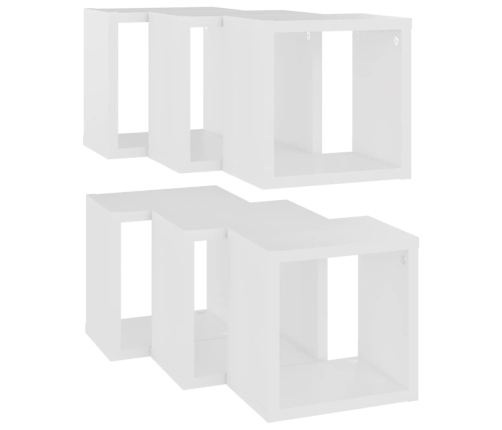 vidaXL Estantes cubo de pared 6 unidades blanco 22x15x22 cm