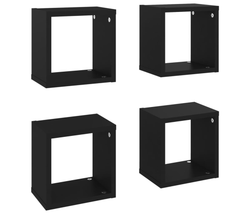 Estantes cubo de pared 4 unidades negro 22x15x22 cm