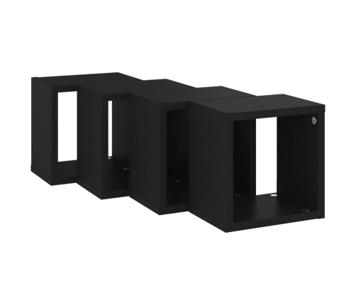 Estantes cubo de pared 4 unidades negro 22x15x22 cm