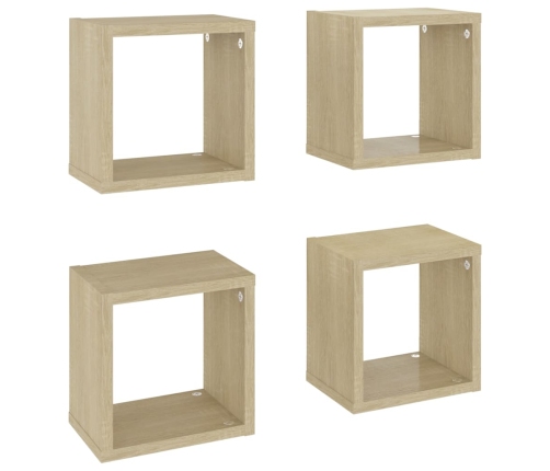 vidaXL Estantes de cubo de pared 4 unidades roble Sonoma 22x15x22 cm