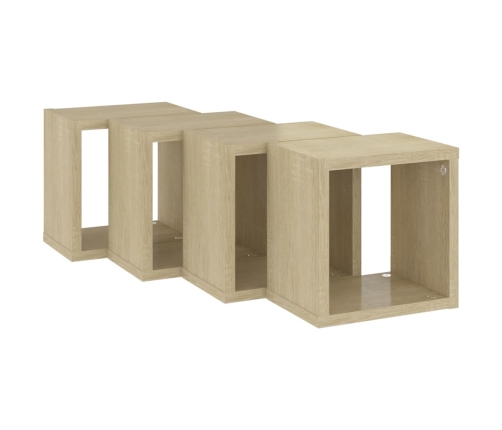 vidaXL Estantes de cubo de pared 4 unidades roble Sonoma 22x15x22 cm