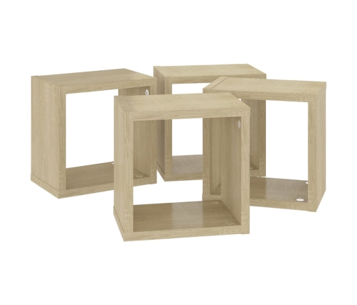 vidaXL Estantes de cubo de pared 4 unidades roble Sonoma 22x15x22 cm