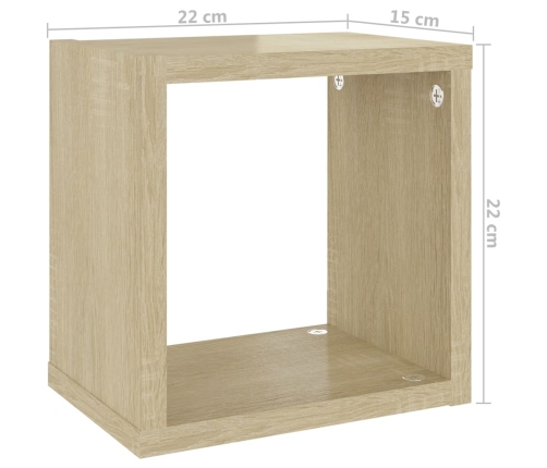 vidaXL Estantes de cubo de pared 4 unidades roble Sonoma 22x15x22 cm