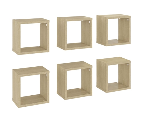 vidaXL Estantes de cubo de pared 6 unidades roble Sonoma 22x15x22 cm