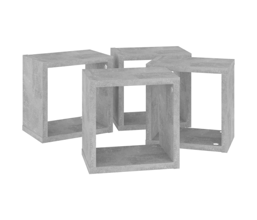 vidaXL Estantes cubo de pared 4 unidades gris hormigón 22x15x22 cm