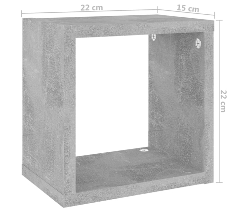 vidaXL Estantes cubo de pared 4 unidades gris hormigón 22x15x22 cm