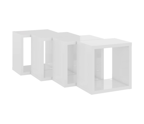 Estantes cubo de pared 4 unidades blanco brillo 22x15x22 cm