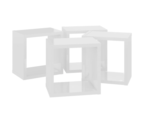 Estantes cubo de pared 4 unidades blanco brillo 22x15x22 cm