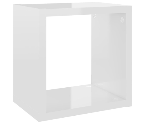 Estantes cubo de pared 4 unidades blanco brillo 22x15x22 cm