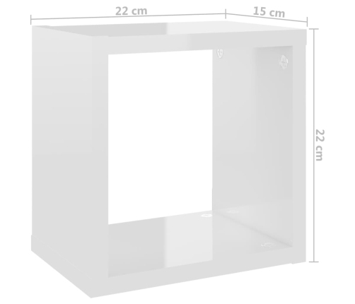 Estantes cubo de pared 4 unidades blanco brillo 22x15x22 cm