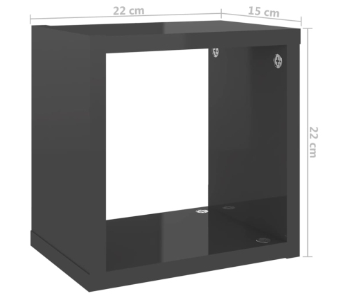 vidaXL Estantes cubo de pared 4 unidades gris brillo 22x15x22 cm