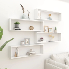 Estante cubo de pared 4 uds madera contrachapada 100x15x30 cm