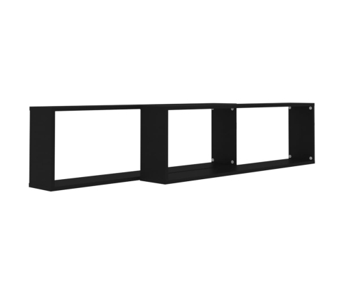 vidaXL Estantes cubo de pared 2 uds contrachapado negro 100x15x30 cm