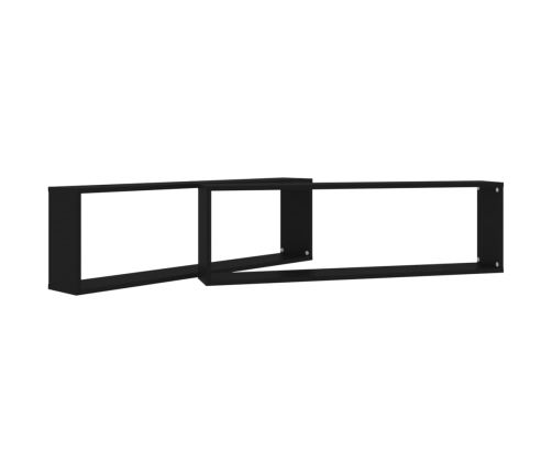 vidaXL Estantes cubo de pared 2 uds contrachapado negro 100x15x30 cm