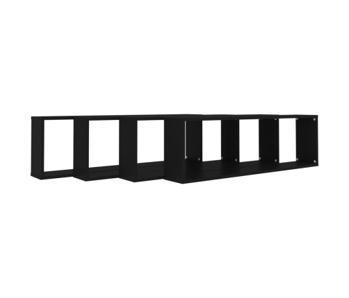 vidaXL Estantes cubo de pared 4 uds contrachapado negro 100x15x30 cm